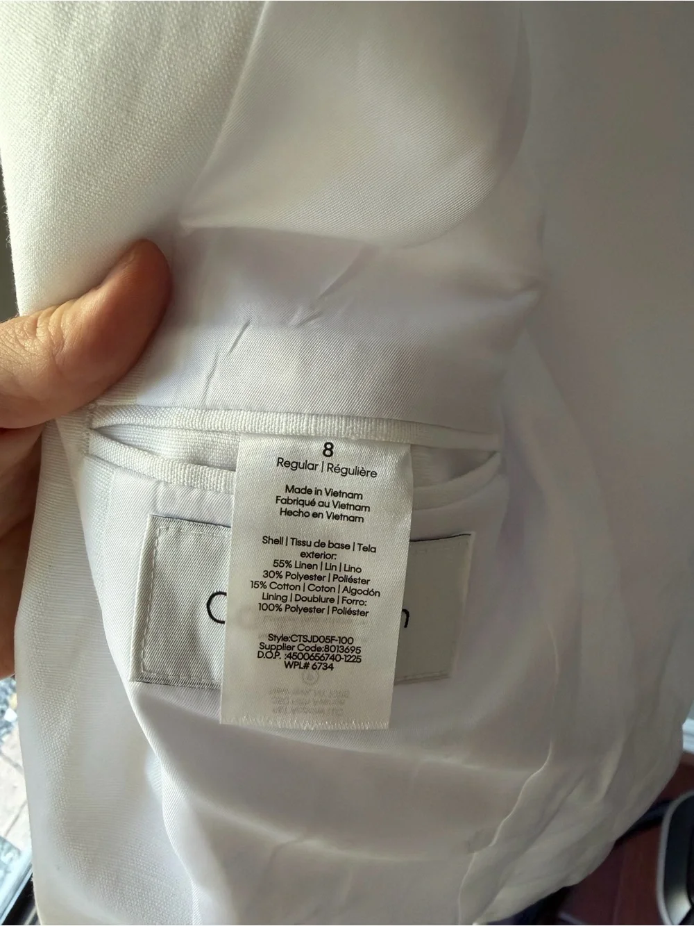 Calvin Klein Boys’ Textured Linen Suit Jacket and Pants White in Size 8